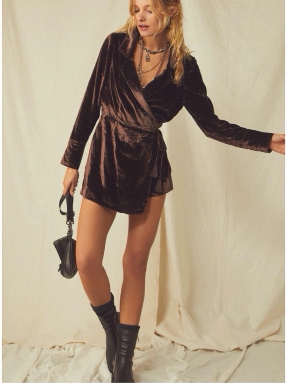 NWT Free People Viola Velvet Romper Playsuit size S